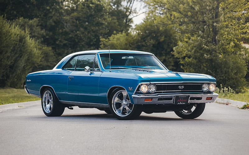 Chevrolet Chevelle SS 396, tuning, muscle cars, 1966 cars, orange blue Chevelle SS, american cars, Chevrolet, HD wallpaper