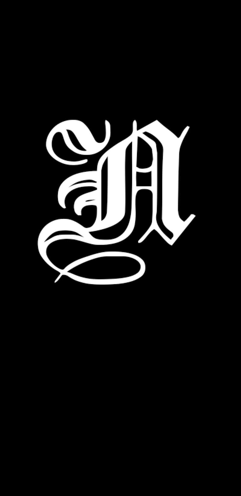 old english n, old english, letter, black, white, HD phone wallpaper