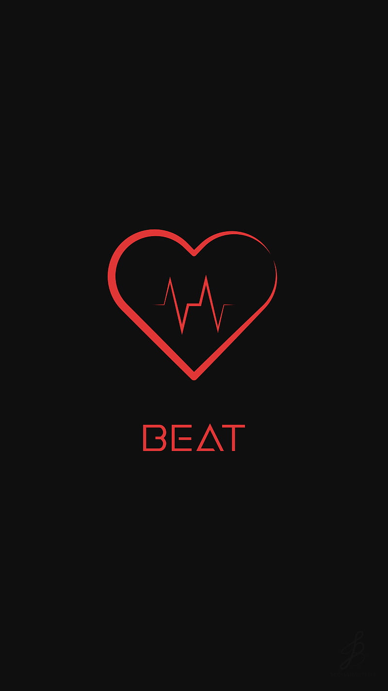 Beat, 30c, game, heart, line art, love, minimalist, red, HD phone wallpaper