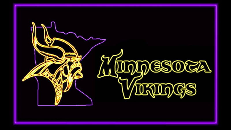 Neon Viking, Vikings, background, NFL, Minnesota Vikings, Minnesota, HD