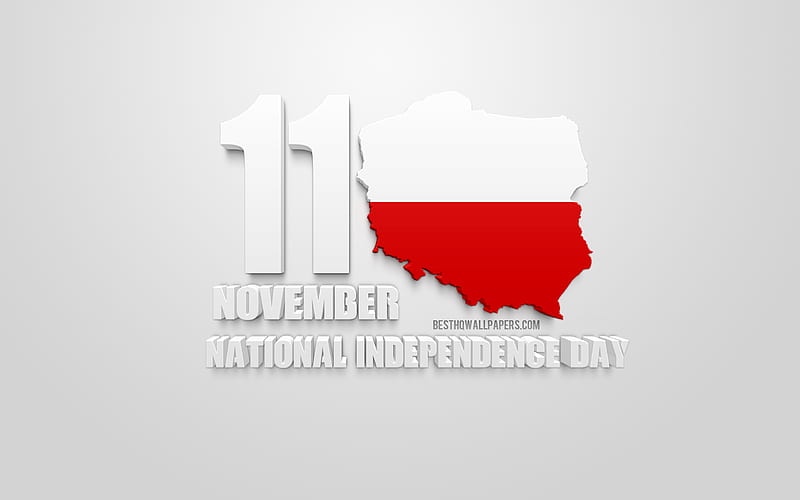 Poland National Independence Day, 11 November, Poland map silhouette, 3d flag of Poland, greeting card, Poland, Independence Day, HD wallpaper