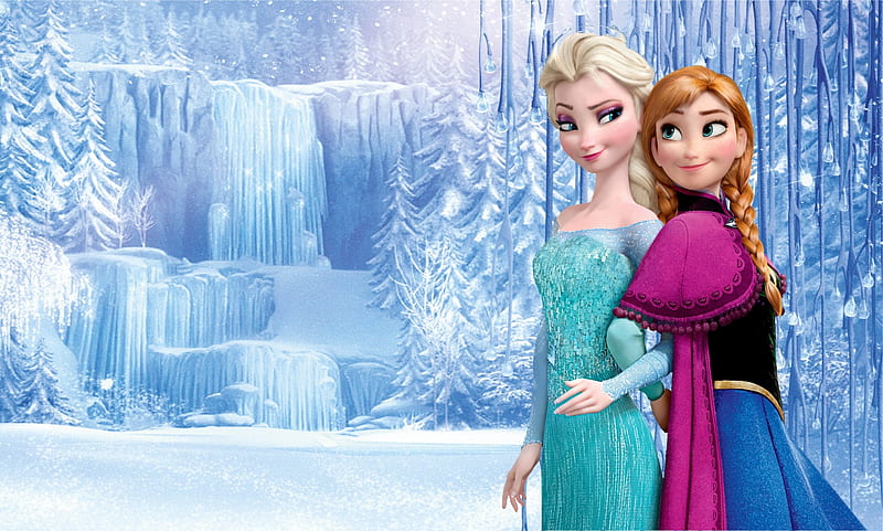 Frozen (2013), sister, frozen, pink, princess, blue, poster, anna, movie, elsa, fantasy, snow queen, disney, HD wallpaper