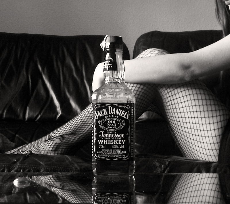 Whiskey, black, drink, girl, jack daniels, leg, HD wallpaper