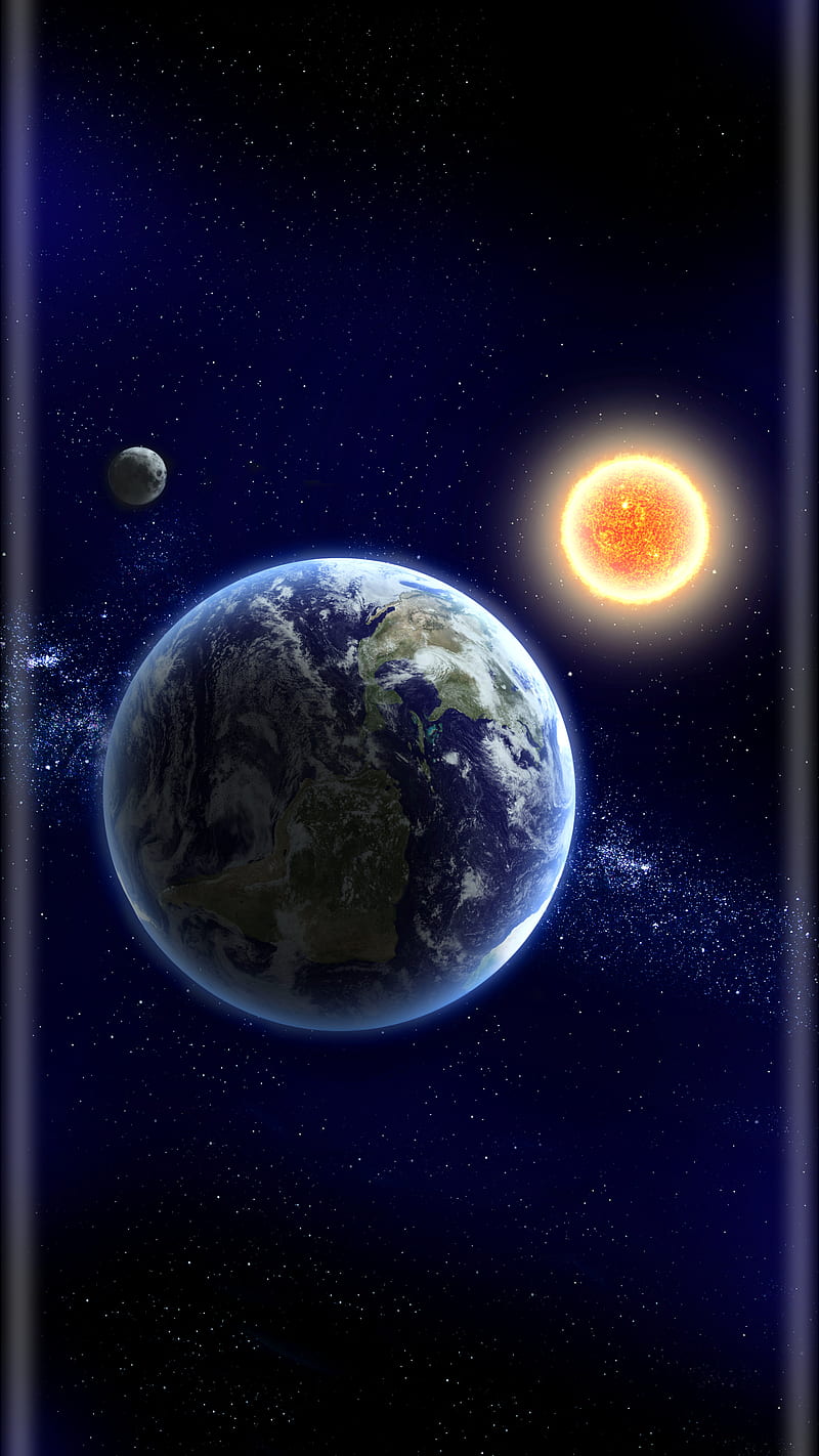 earth sun moon, espace, lune, soleil, space, terre, HD phone wallpaper