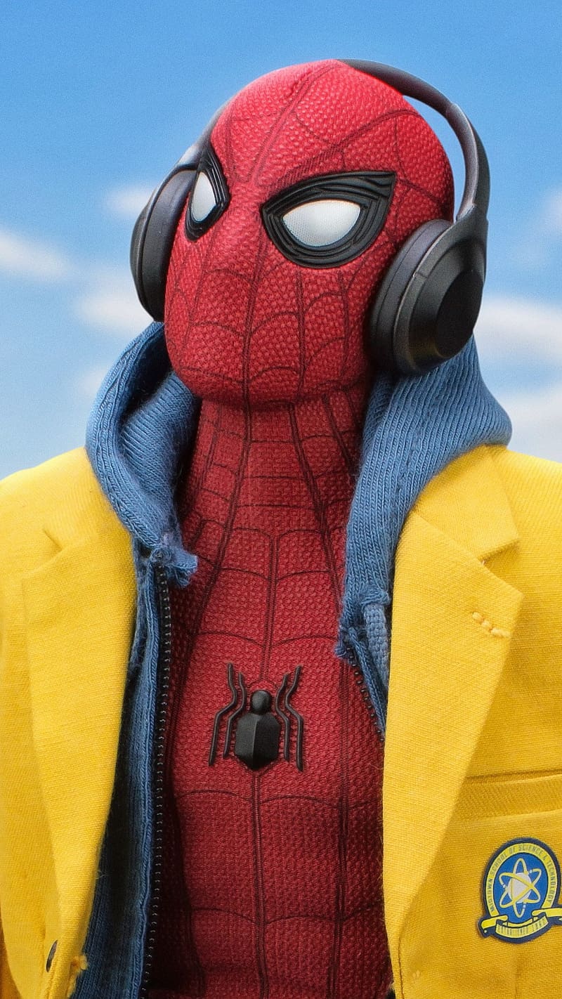 Spider Man, Wearing Headset, headset, superhero, marvel, HD phone wallpaper
