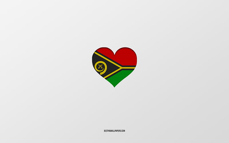 I Love Vanuatu, Oceania countries, Vanuatu, gray background, Vanuatu flag heart, favorite country, Love Vanuatu, HD wallpaper