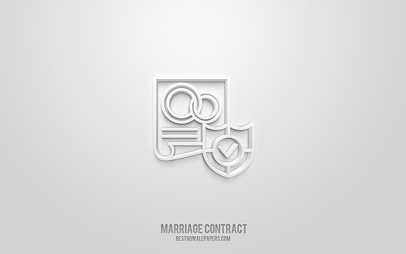 Marriage contract 3d icon, white background, 3d symbols, Marriage contract, Wedding icons, 3d icons, Marriage contract sign, Wedding 3d icons, HD wallpaper