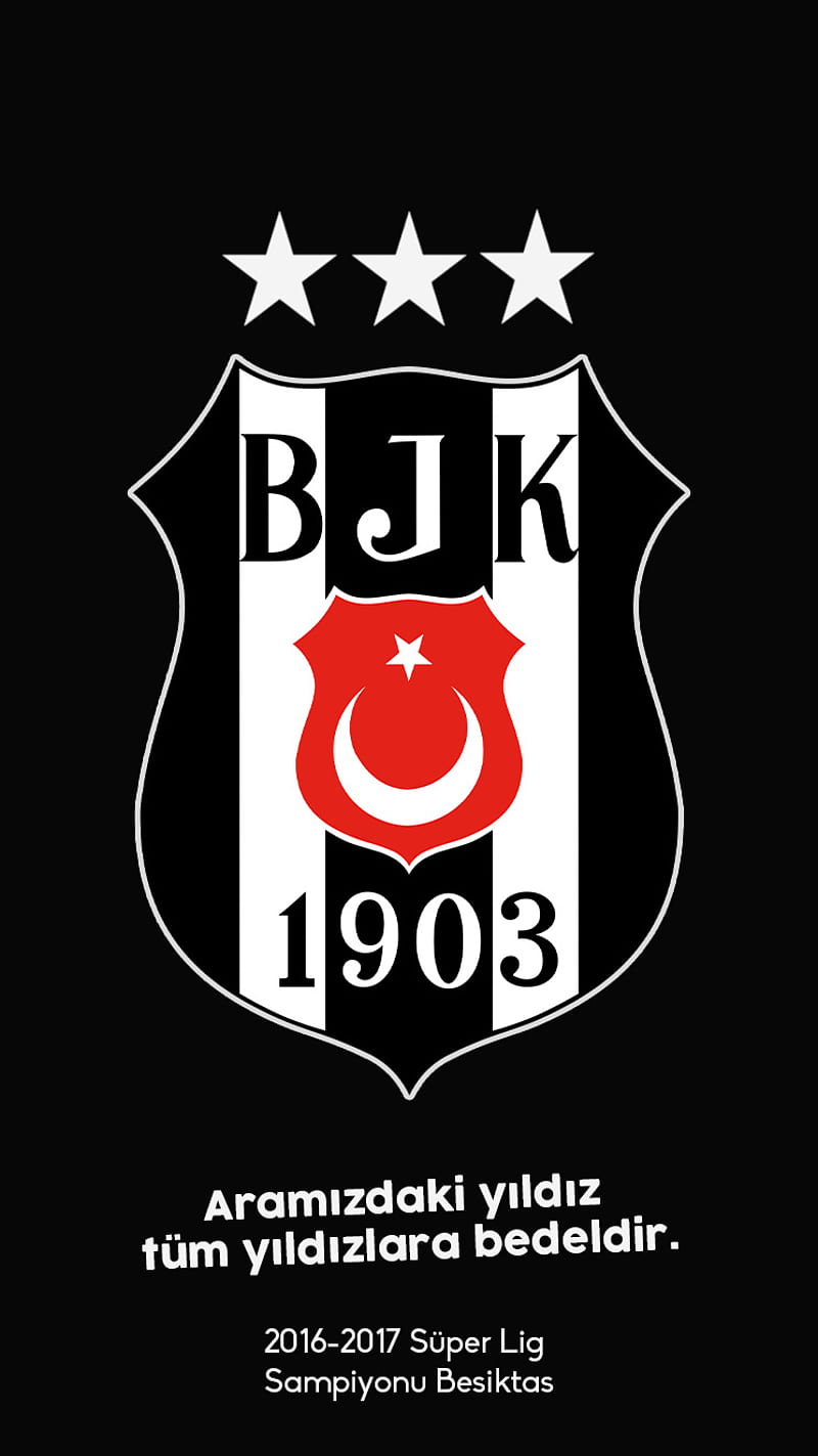 Besiktas 3 Yildiz, besiktasfc, bjk, black, black eagle, champions, champions league, eagle, kartal, league, sampiyon, white, HD phone wallpaper