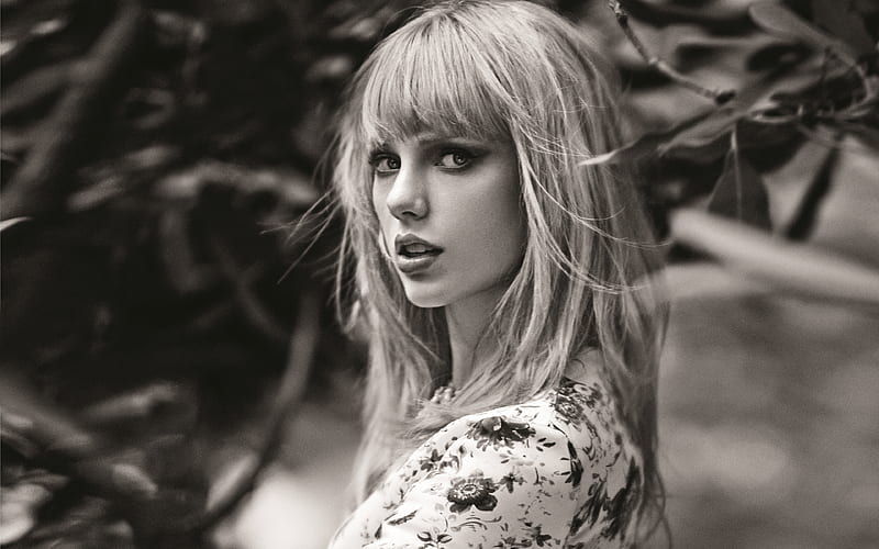Taylor Swift, monochrome portrait young singer, beautiful woman, American singer, HD wallpaper