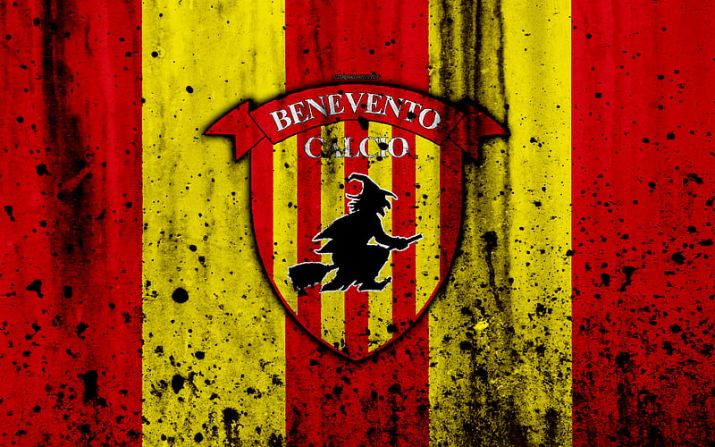 FC Benevento logo, Serie A, stone texture, Benevento, grunge, soccer, football club, Benevento FC, HD wallpaper