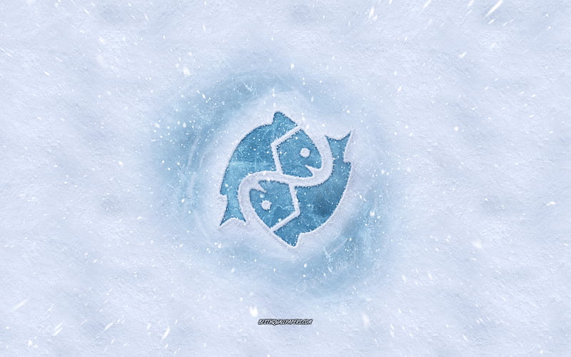 Pisces zodiac sign, winter concepts, snow texture, snow background, Pisces sign, winter art, Pisces, HD wallpaper