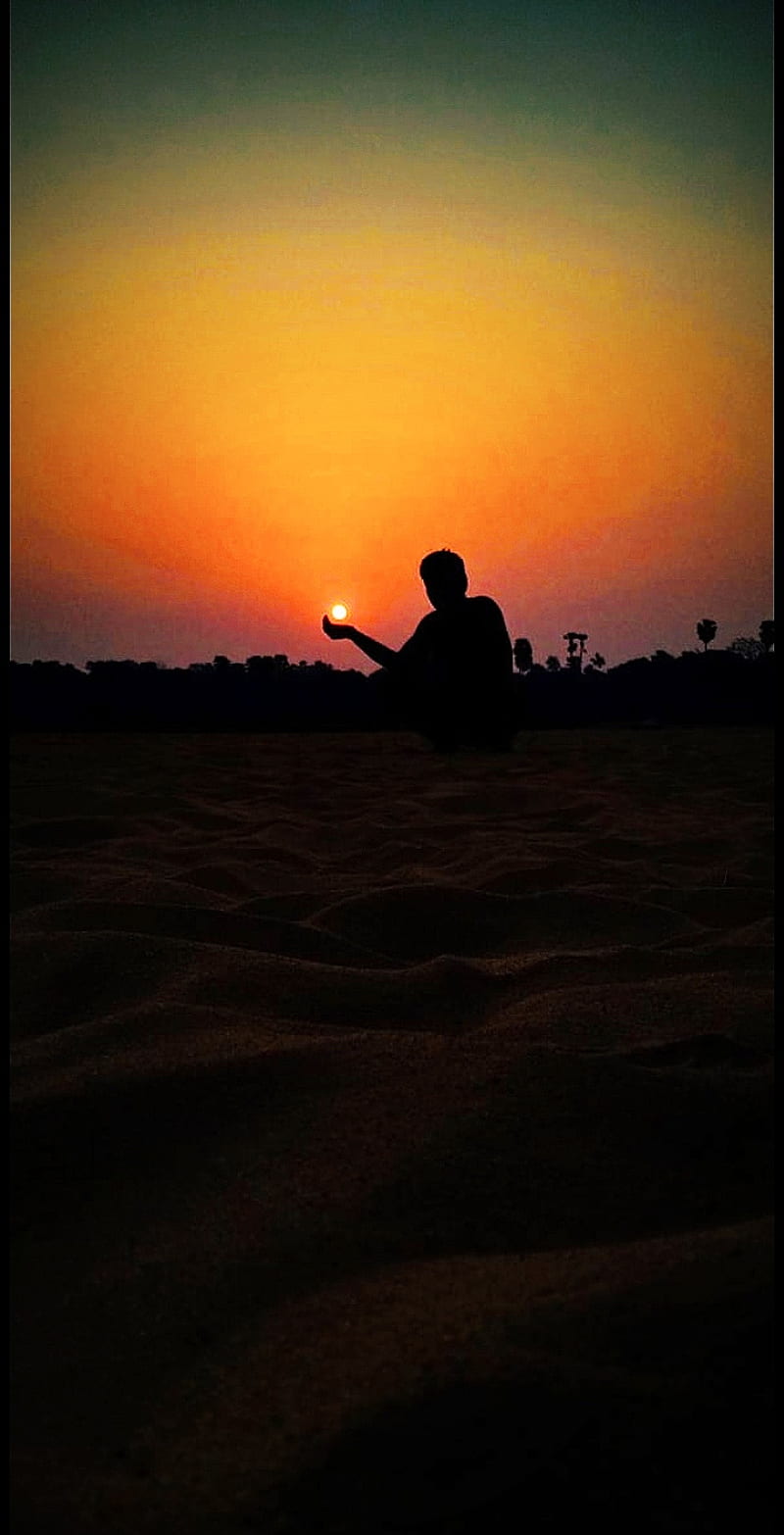 WhatsApp dp sunset, dark, evening, fb dp, night, sun with boy, whatsapp dp, HD phone wallpaper