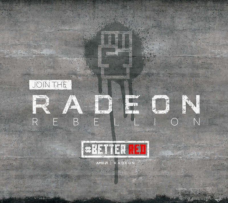AMD Radeon Red Grey, better, concrete, fist, rebellion, HD wallpaper