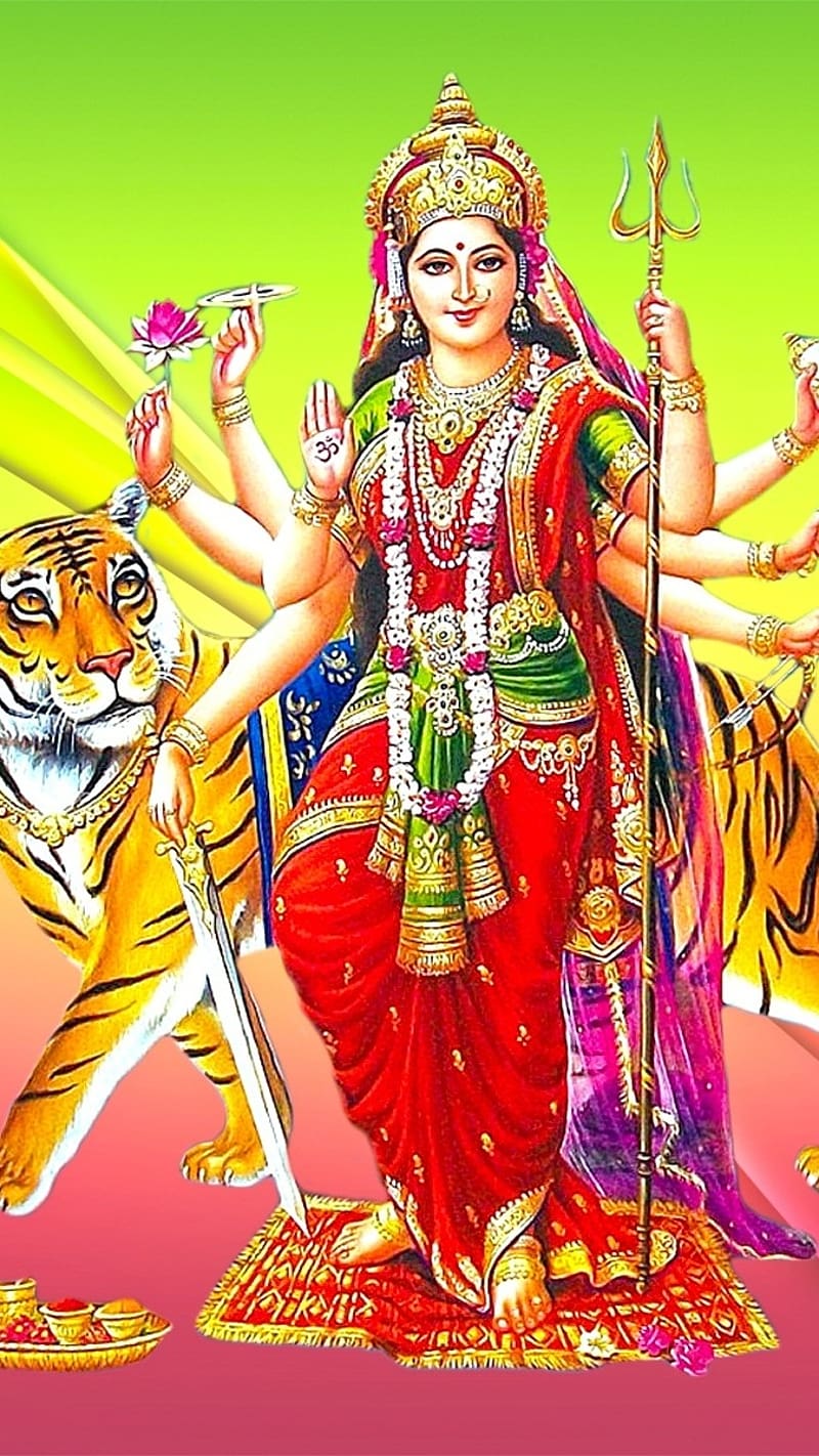 Durga Devi Maa Durga, durga devi, maa durga, sherawali, HD phone wallpaper