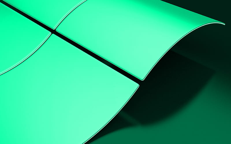 Green Windows logo, creative Green background, Green Windows emblem, Green Windows background, 3d art, Windows logo, Windows, HD wallpaper