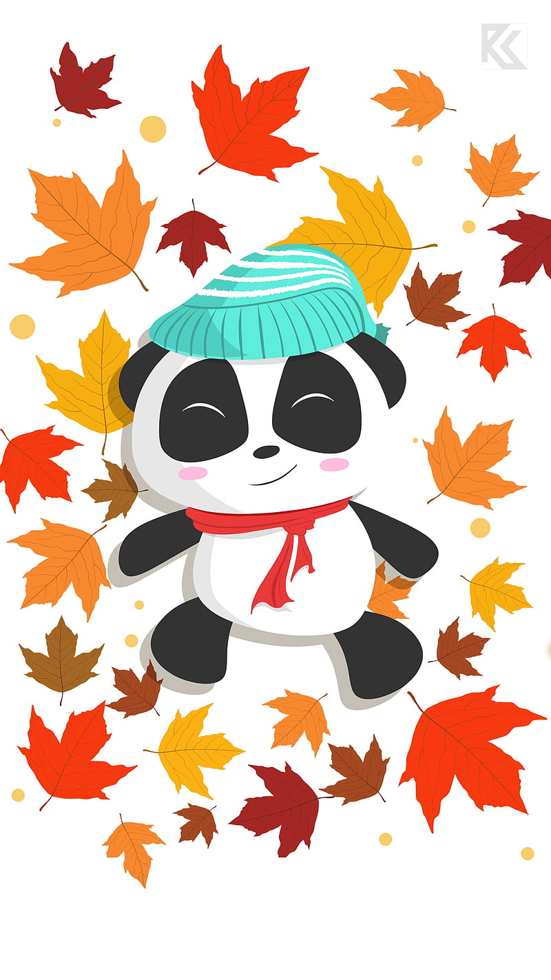 Happy Teddy, autumn, bear, illustration, leaf, nature, ravi koranga, season, HD phone wallpaper