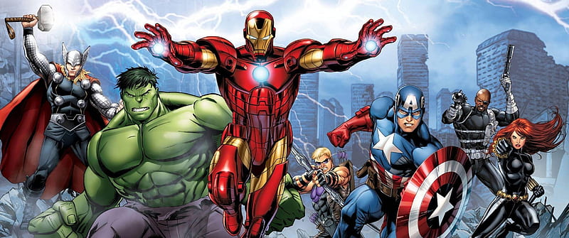 Marvel's Avengers Assemble Comic Resolution, Superheroes, , and Background,  Marvel 3440x1440, HD wallpaper | Peakpx