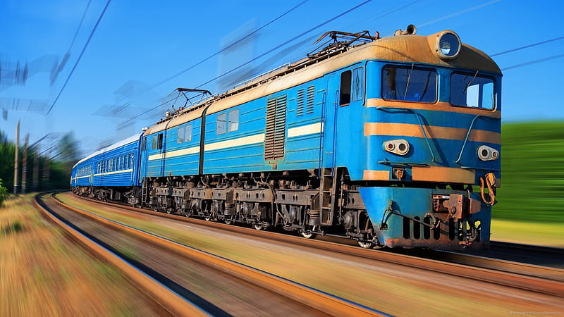 russian electric train, track, electric, russian, train, HD wallpaper