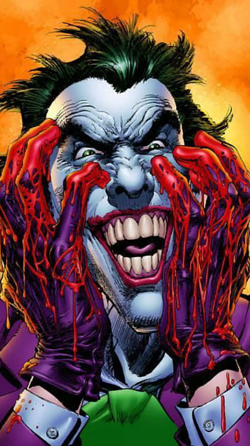 The Joker, batman, blood, comic, comics, dc, haha, joker, marel, quinn, riddlwe, HD phone wallpaper