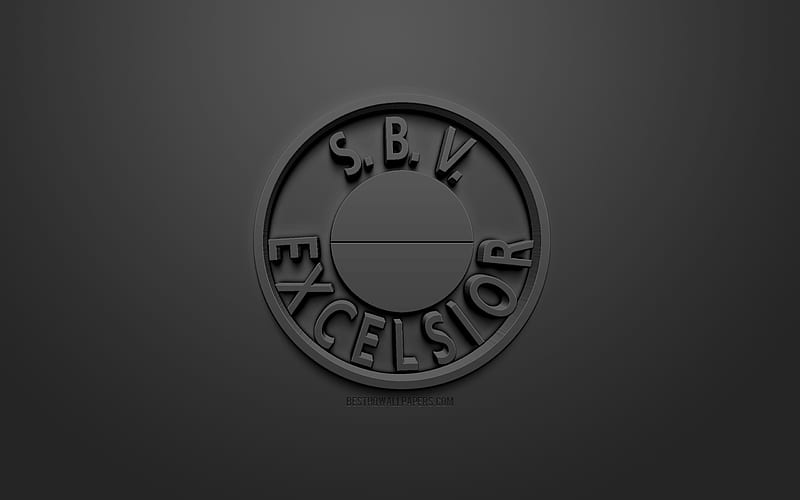 SBV Excelsior, creative 3D logo, black background, 3d emblem, Dutch football club, Eredivisie, Rotterdam, Netherlands, 3d art, football, stylish 3d logo, HD wallpaper