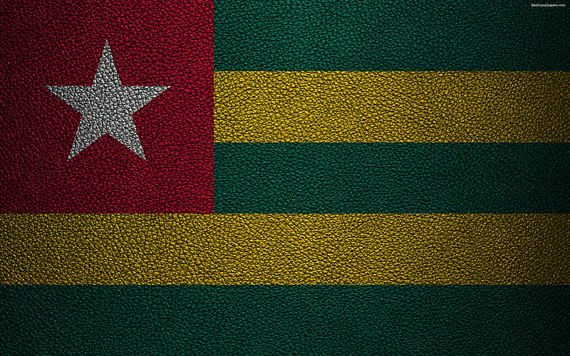 Flag of Togo, Africa leather texture, flags of Africa, Togo, HD wallpaper