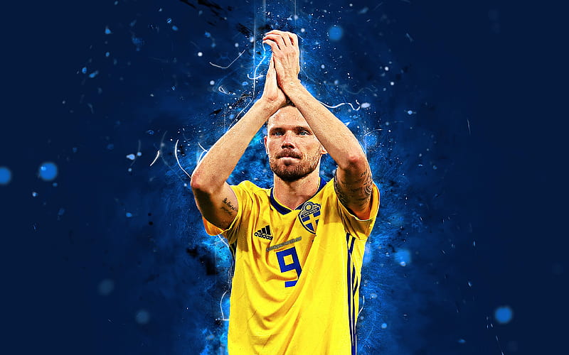 Marcus Berg, abstract art, Sweden National Team, fan art, Berg, soccer, footballers, neon lights, Swedish football team, HD wallpaper