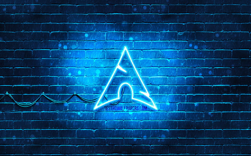Manjaro blue logo blue brickwall, Manjaro logo, Linux, Manjaro neon logo, Manjaro, HD wallpaper