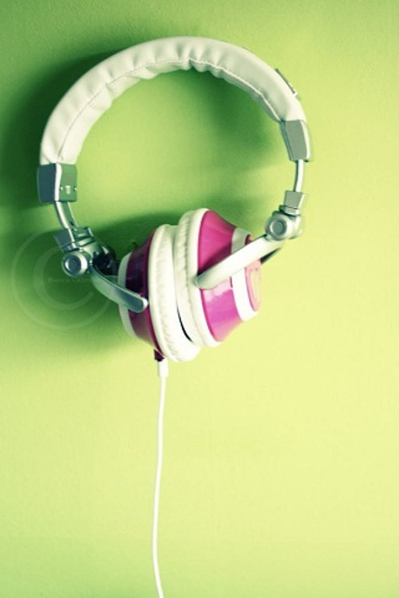 Light Green Headphone, HD phone wallpaper