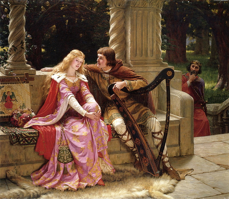 Tristan_and_Isolde, love, art, Painters, Tristan and Isolda, romance, Leighton, painting, HD wallpaper