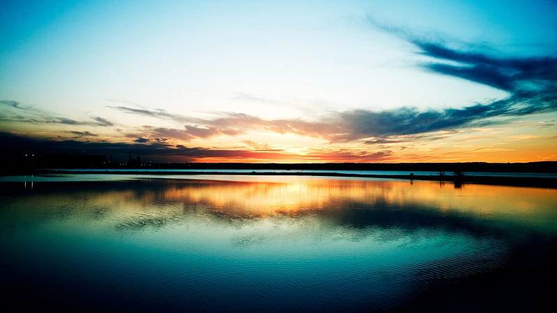 Beautiful Sunset Harbor, sunsets, twilight, reflection, sky, harbor, sea, HD wallpaper