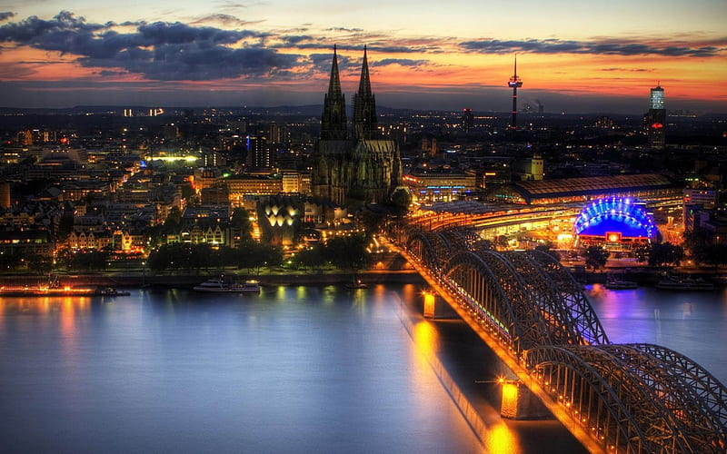 cologne night germany-city graphy, HD wallpaper