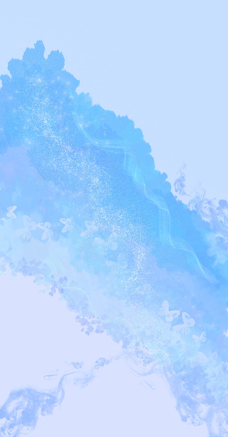GeodeAzul, cloud, blue, periwinkle, baby blue, butterfly, smoke, purple, abstract, girl, soft, HD phone wallpaper
