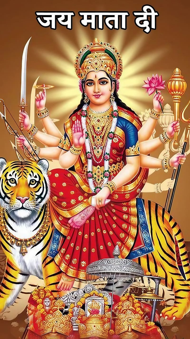 Jay Mata Di, maa, lord, god, bhakti, devtional, HD phone wallpaper