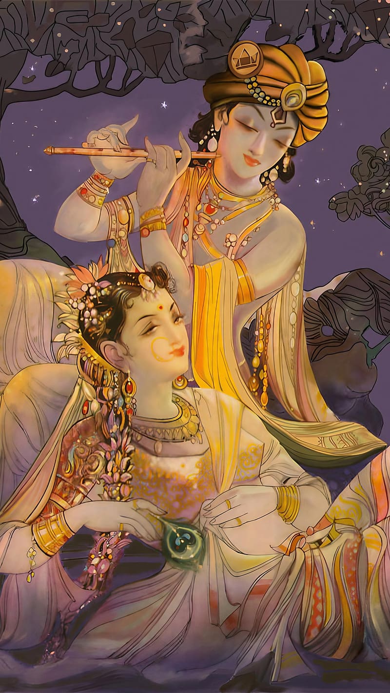 Radha Krishna Ki , Lord Krishna Playing Flute, god, HD phone wallpaper