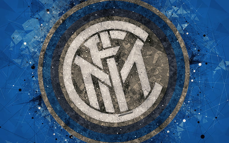 FC Internazionale, Inter Milan FC Italian football club, creative art logo, geometric art, blue abstract background, emblem, Serie A, Milan, Italy, football, HD wallpaper