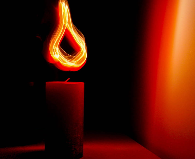 candle, light, long exposure, red, HD wallpaper