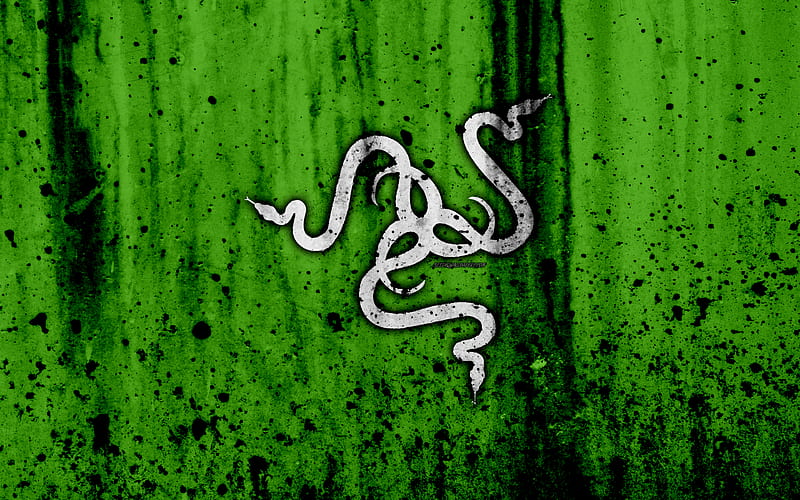 Razer logo, creative, green background, Razer Logo, HD wallpaper