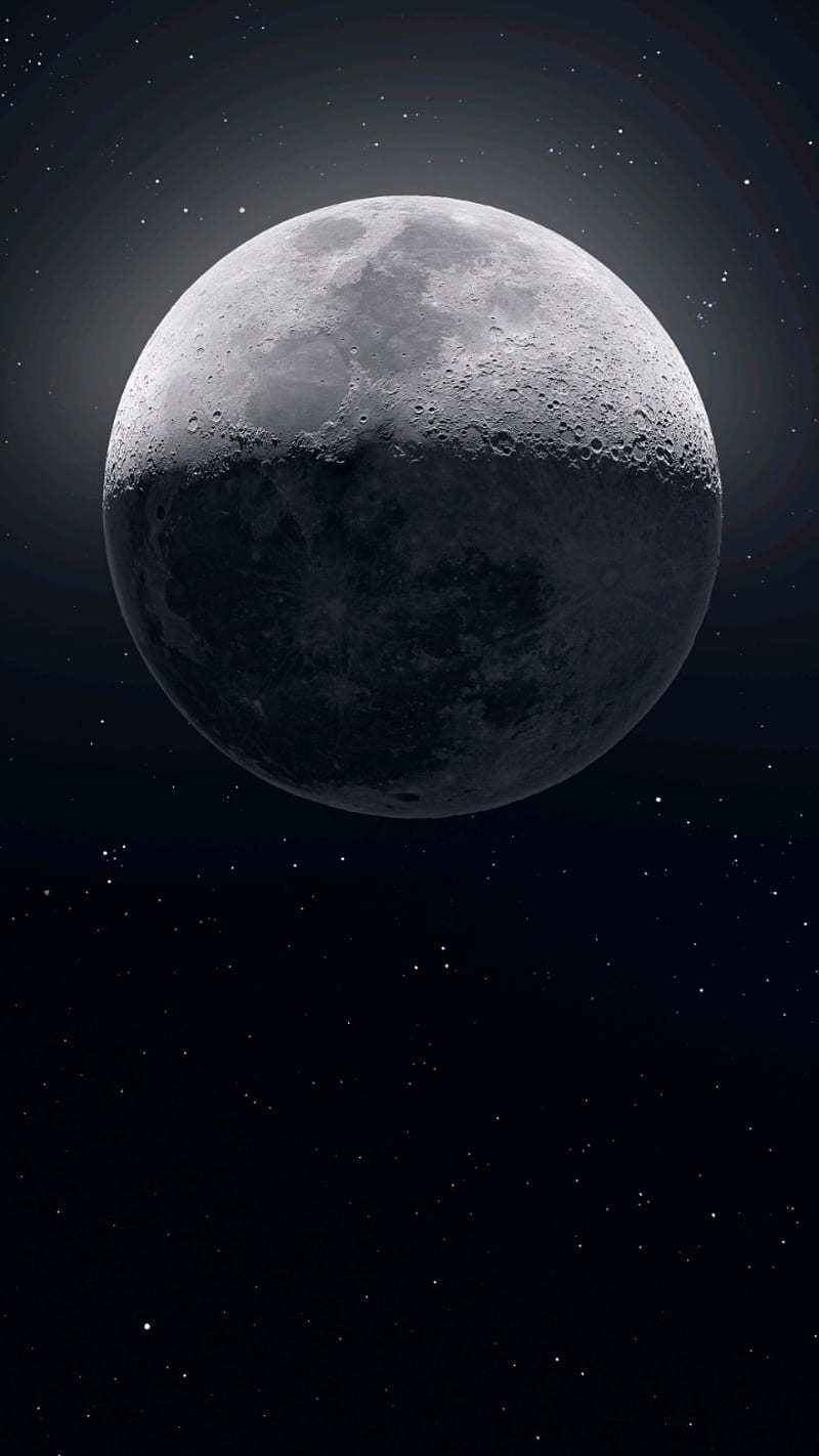 Mr Moon, moon, dark, earth, space, planet, deep, moonshine, blue, cosmos, HD phone wallpaper