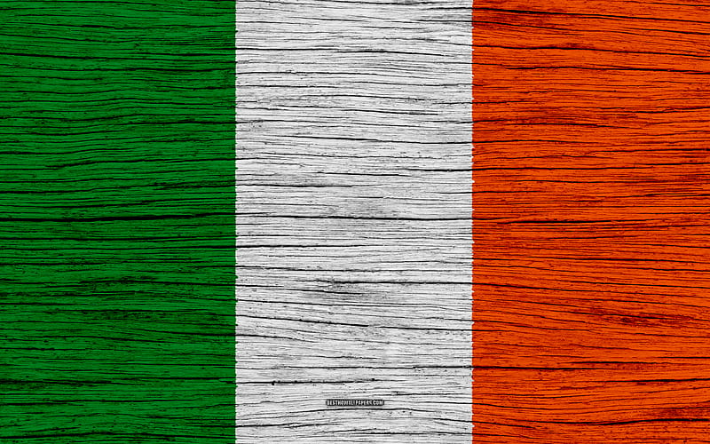 Flag of Ireland Europe, wooden texture, Irish flag, national symbols, Ireland flag, art, Ireland, HD wallpaper