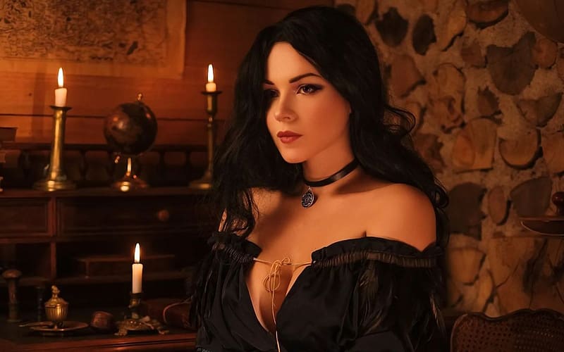 Yennefer ~ cosplay, the witcher, yennefer, model, brunette, cosplay, girl, woman, HD wallpaper
