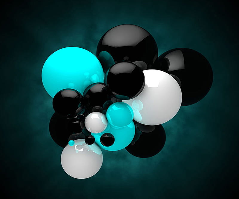 Molecules, black, blue, white, HD wallpaper