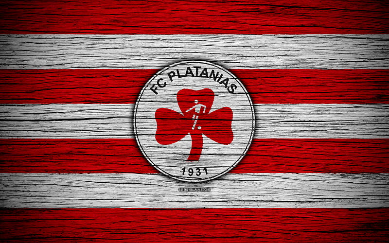 Platanias FC wooden texture, Greek Super League, soccer, football club, Greece, Platanias, logo, FC Platanias, HD wallpaper