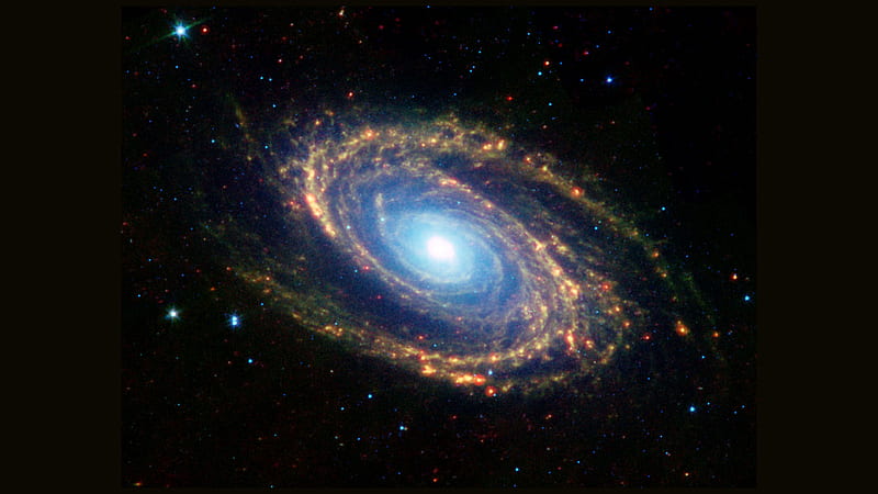 Galaxy With Shimmering Spiral Blue And Yellow Stars Galaxy, HD wallpaper