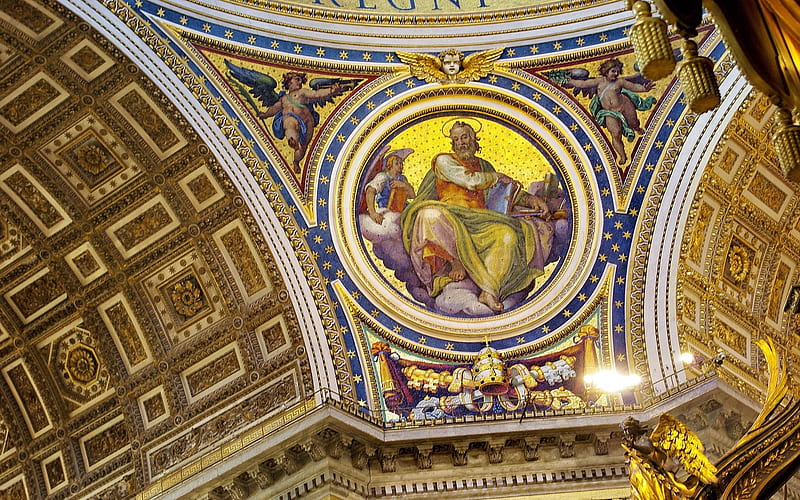 Inside the Basilica, Vatican, Vatican, Rome, saint, basilica, HD wallpaper