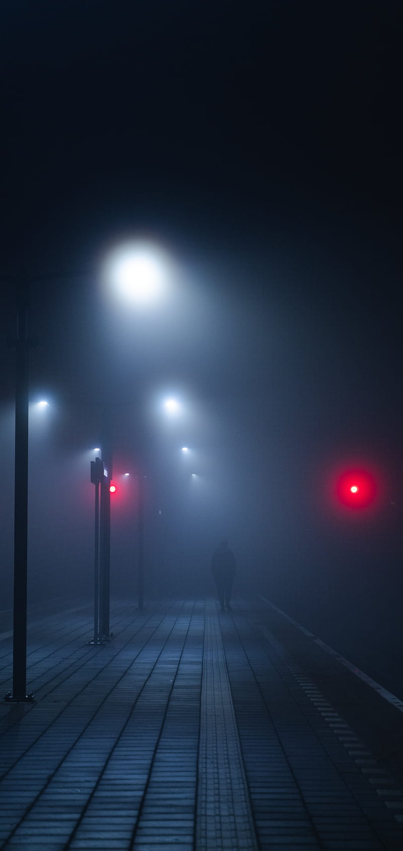 Foggy City , 2020, dark, fog, lamp, mate, mist, night, street, traffic, HD phone wallpaper