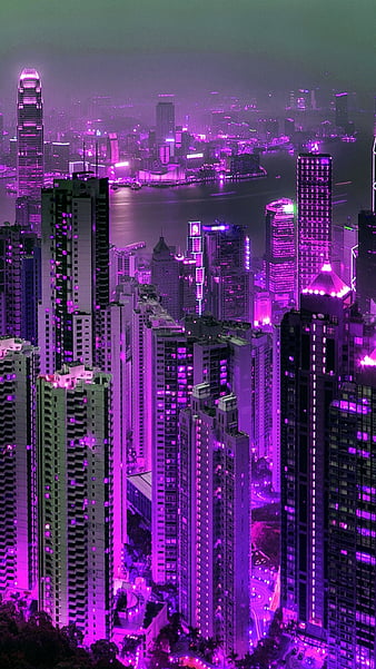 Purple hong kong, abstract, buildings, city, cool, country, hong kong ...