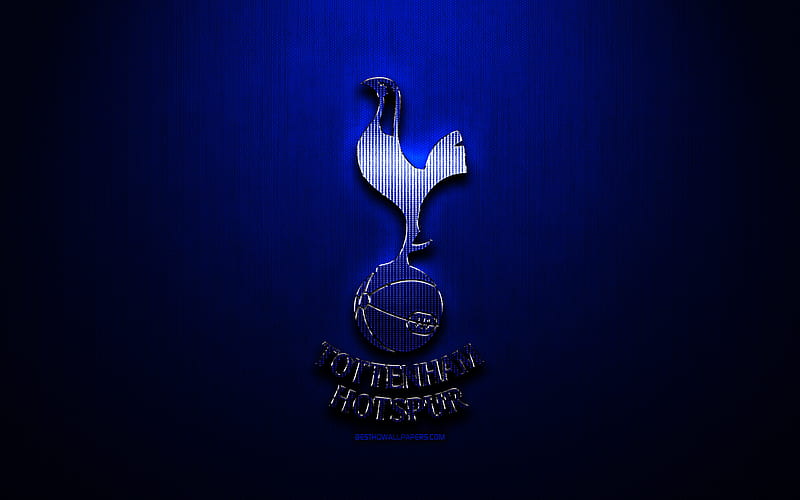 Tottenham Hotspur FC, blue metal background, Premier League, english football club, fan art, Tottenham Hotspur logo, football, soccer, Tottenham Hotspur, England, HD wallpaper