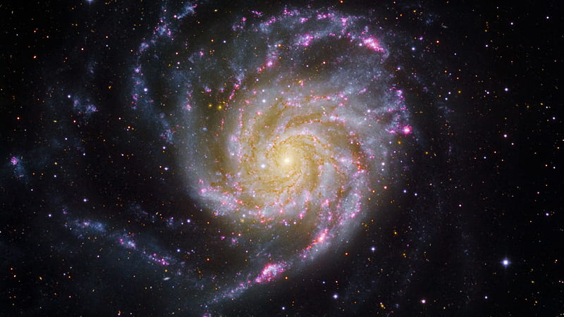 Galaxy Pinwheel Glow Stars Black Sky Galaxy, HD wallpaper