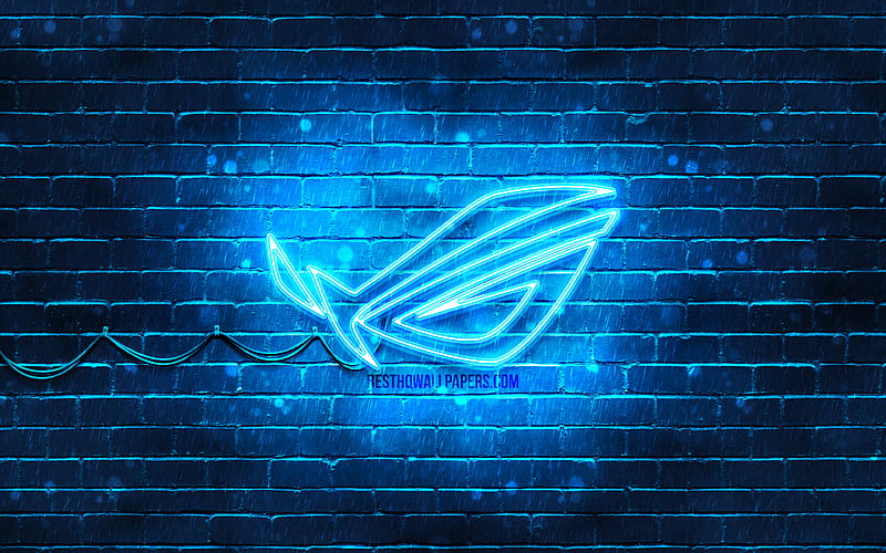ROG blue logo blue brickwall, Republic Of Gamers, ROG logo, brands, ROG  neon logo, HD wallpaper | Peakpx