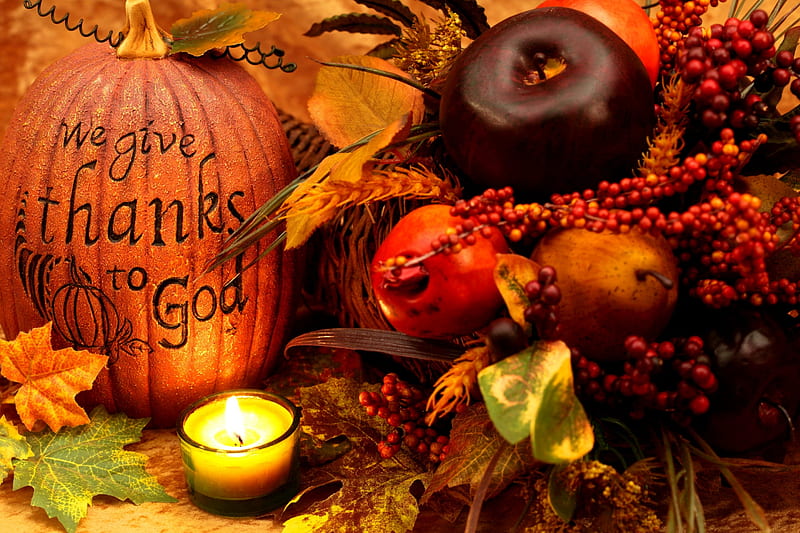 Thank For God And Jesus, Pumpkin, Thank you, God, Candles, Autumn, Thank, Jesus, Food, HD wallpaper